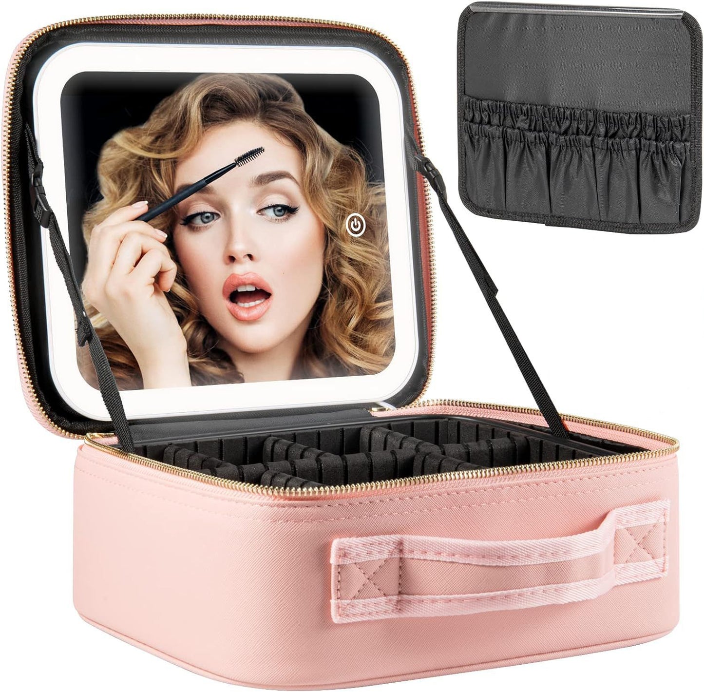Good-looking Large Capacity With Light Mirror Cosmetic Bags