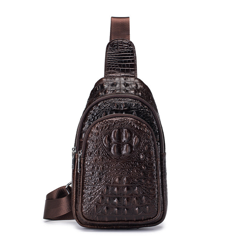 Men's Crocodile Pattern Genuine Leather Top Layer Men's Chest Bags