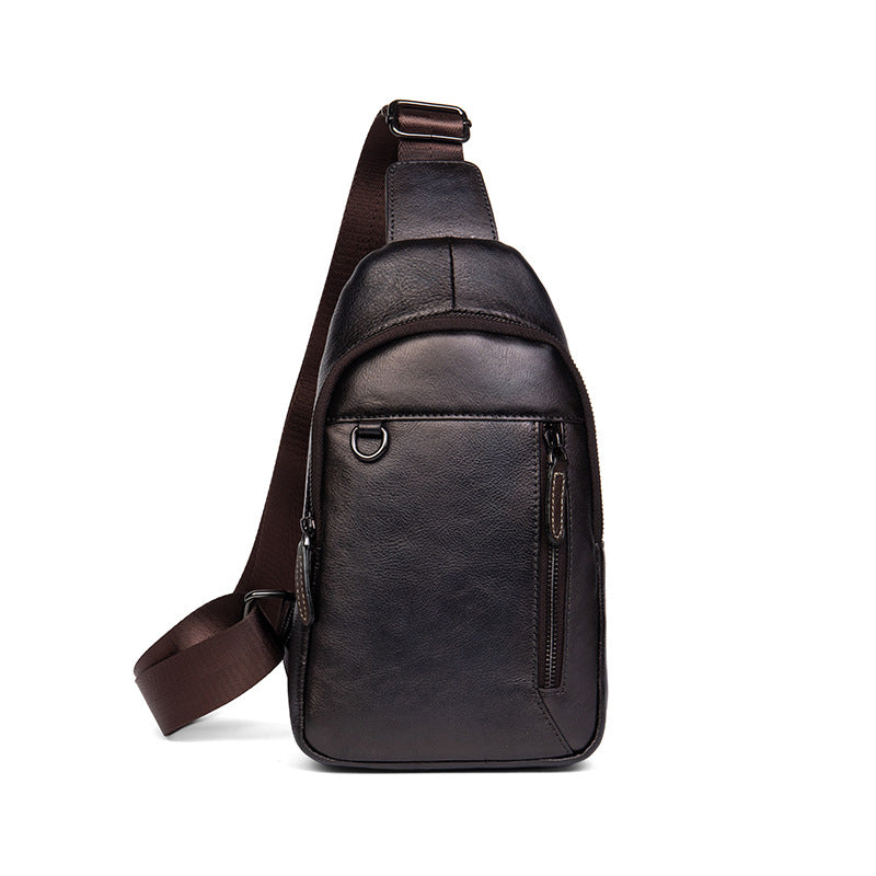 Men's First Layer Cowhide Retro Brushed Old Men's Chest Bags