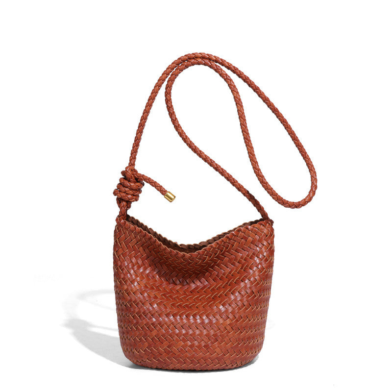 Women's French Style Retro Hand-woven Large Capacity Bucket Bags
