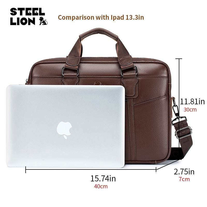 Men's Old Lion Leather Portfolio Inch Computer Men's Briefcases