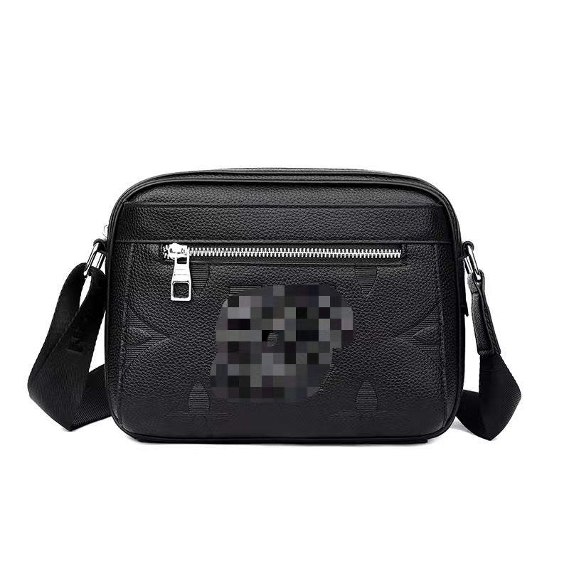 Men's Zipper Steel Seal Embossed Big Litchi Men's Shoulder Bags