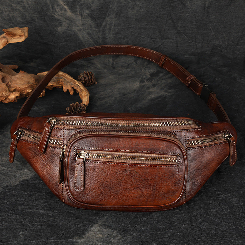 Women's & Men's & Retro First Layer Cowhide Motorcycle Men's Waist Packs