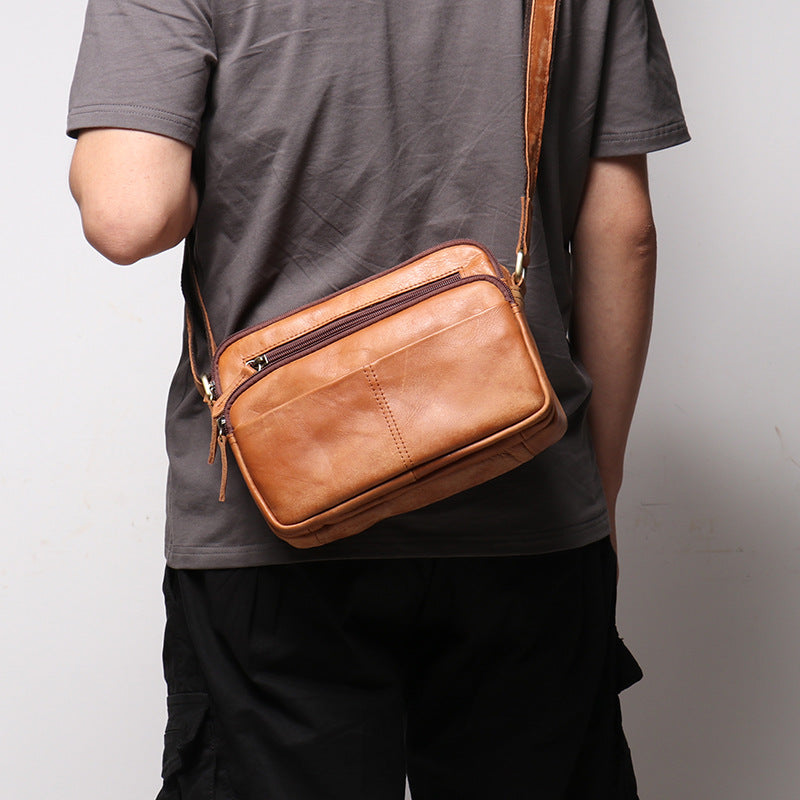 Men's Vintage Leather Matte Cowhide Large Capacity Men's Shoulder Bags