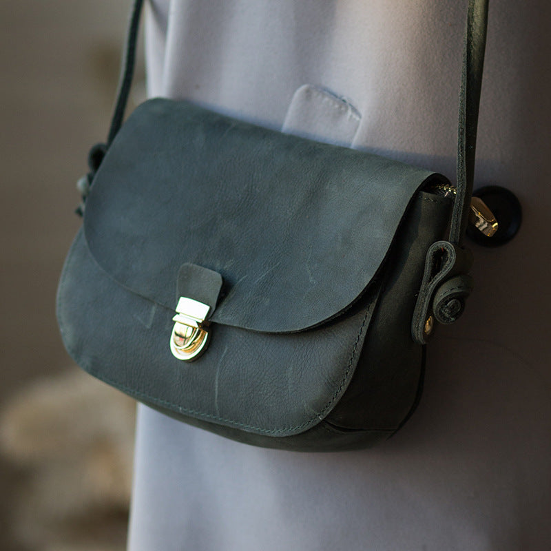 Women's Retro Handmade First Layer Crazy Horse Shoulder Bags