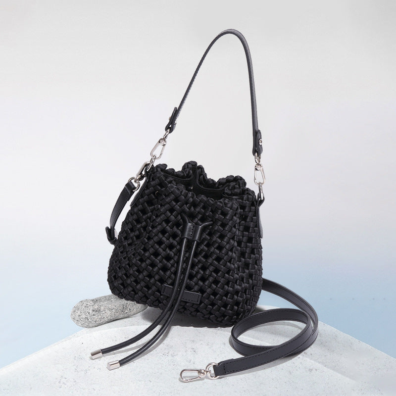 Silk Woven Fashion Trendy High-grade Versatile Bucket Bags