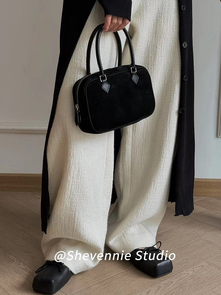 Women's Order Storage Genuine Leather Sheepskin Suede Small Square Bags