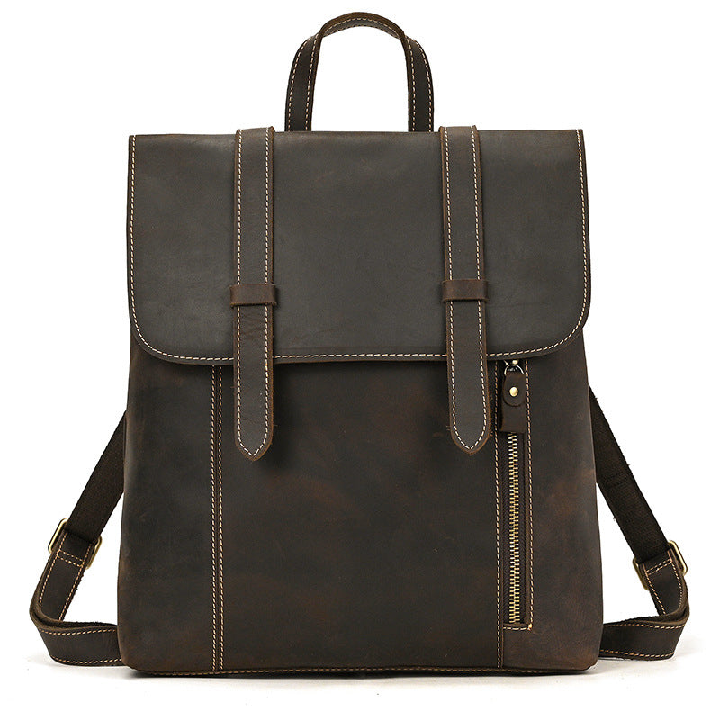 Women's Retro Leather Crazy Horse Light Leisure Backpacks