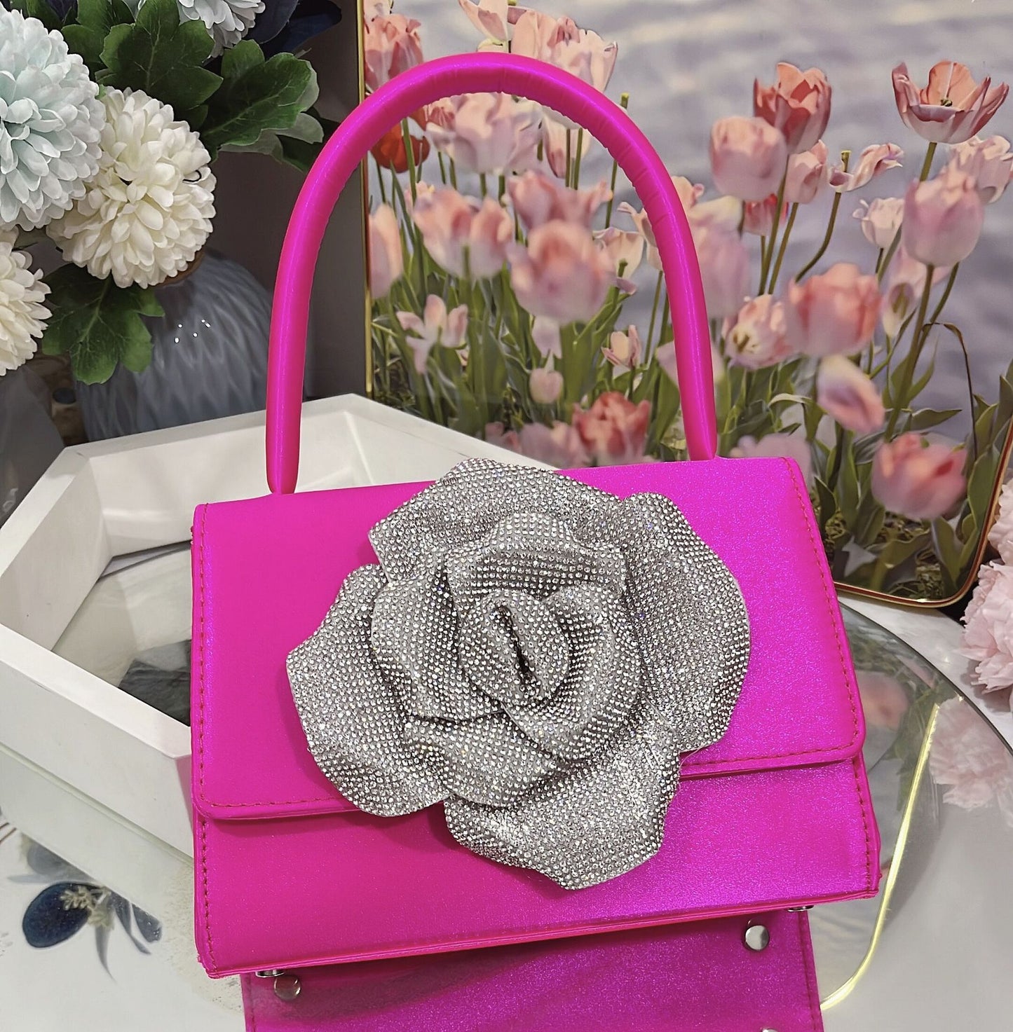 French Style Personalized Diamond Rose Super Popular Shoulder Bags
