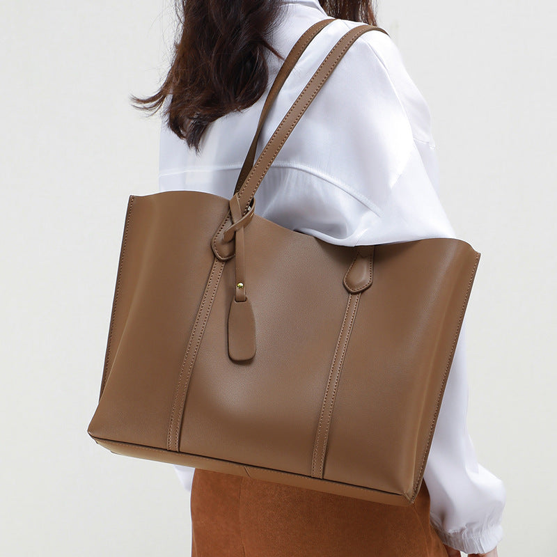Women's Summer Capacity Genuine Leather High Sense Tote Bags