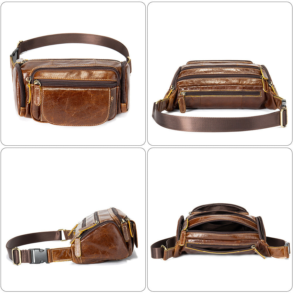 Men's Checkout Genuine Leather Wear Mobile Pouch Men's Waist Packs