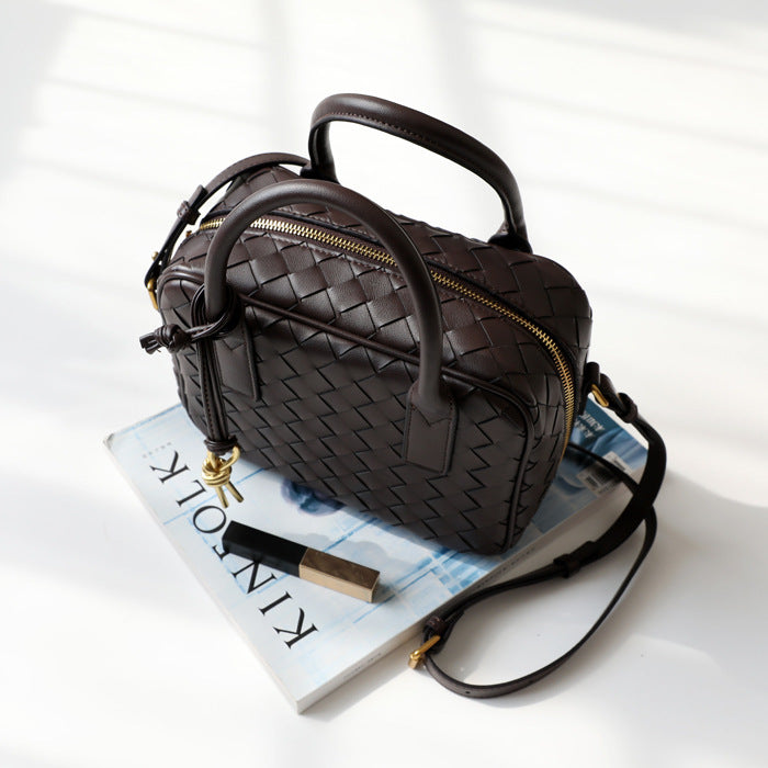 Women's Box Handmade Genuine Leather Hand-woven Commuter Small Square Bags
