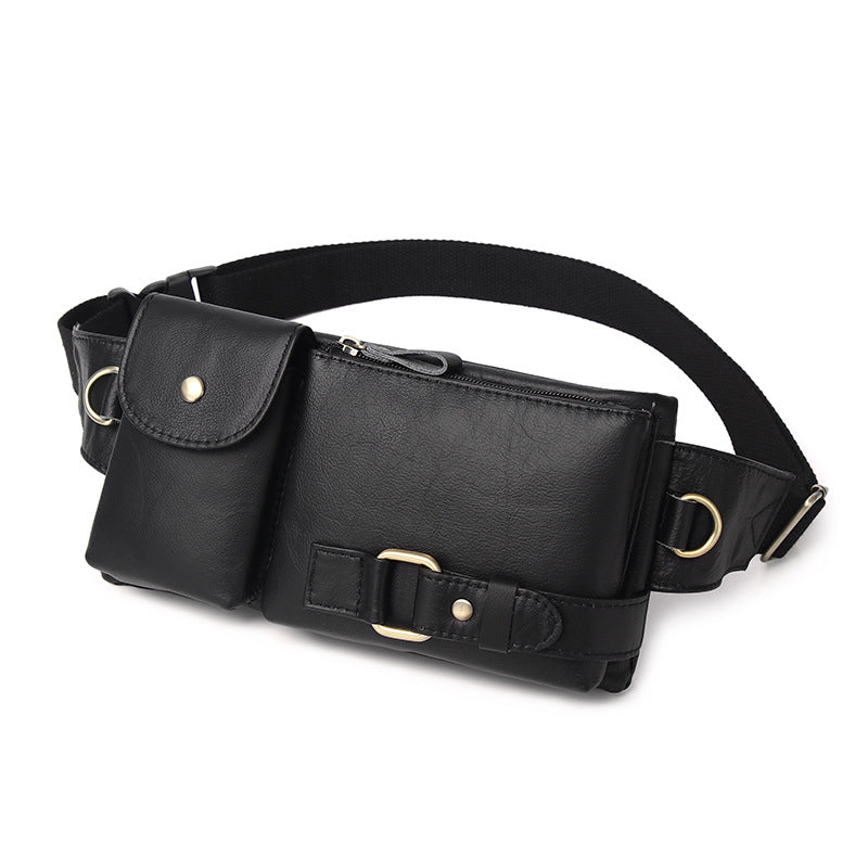 Men's Cattlehide Leather Fashion Version Solid Color Men's Waist Packs
