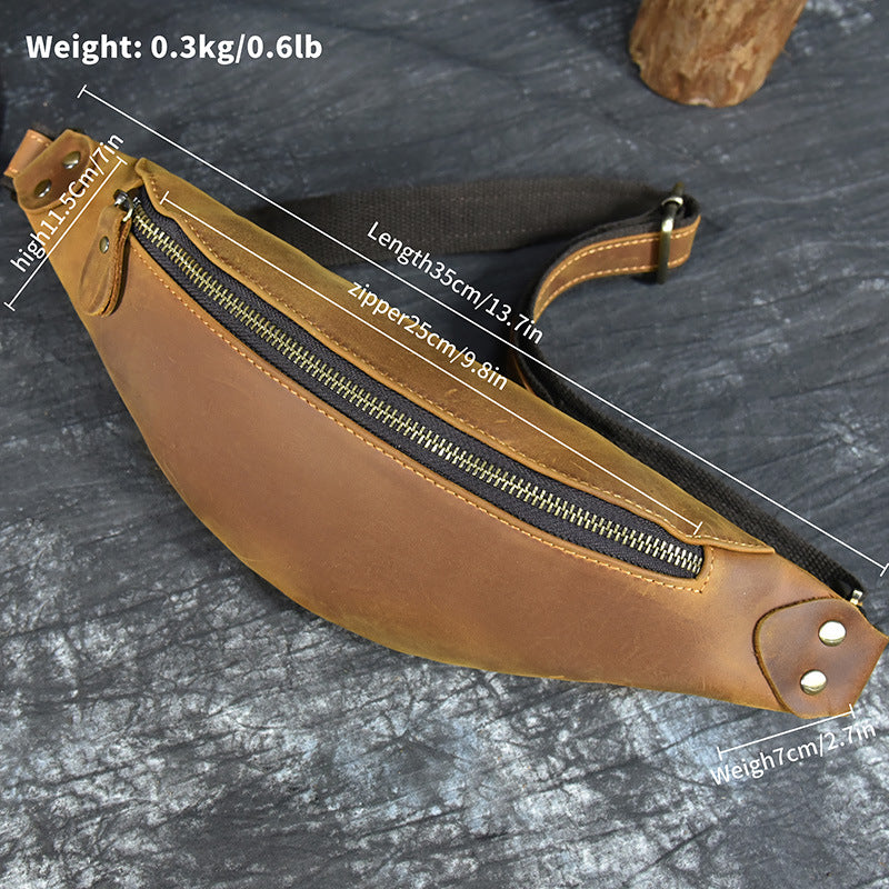 Men's Retro Crazy Horse Leather Simplicity Genuine Men's Waist Packs