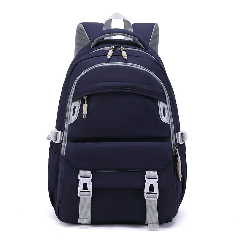Secondary Spine Protection Pure Color Lightweight Middle School Students' Schoolbags