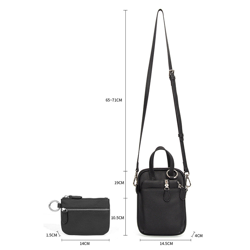 Women's Large Capacity Vertical Genuine Leather Niche Phone Bags