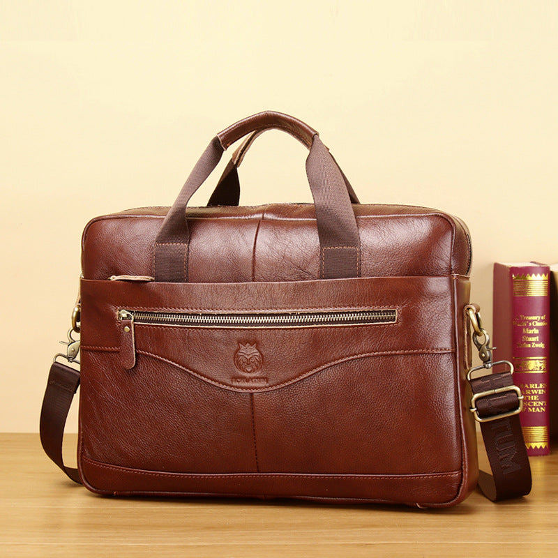 Men's Leather First Layer Cowhide Portfolio Computer Men's Briefcases
