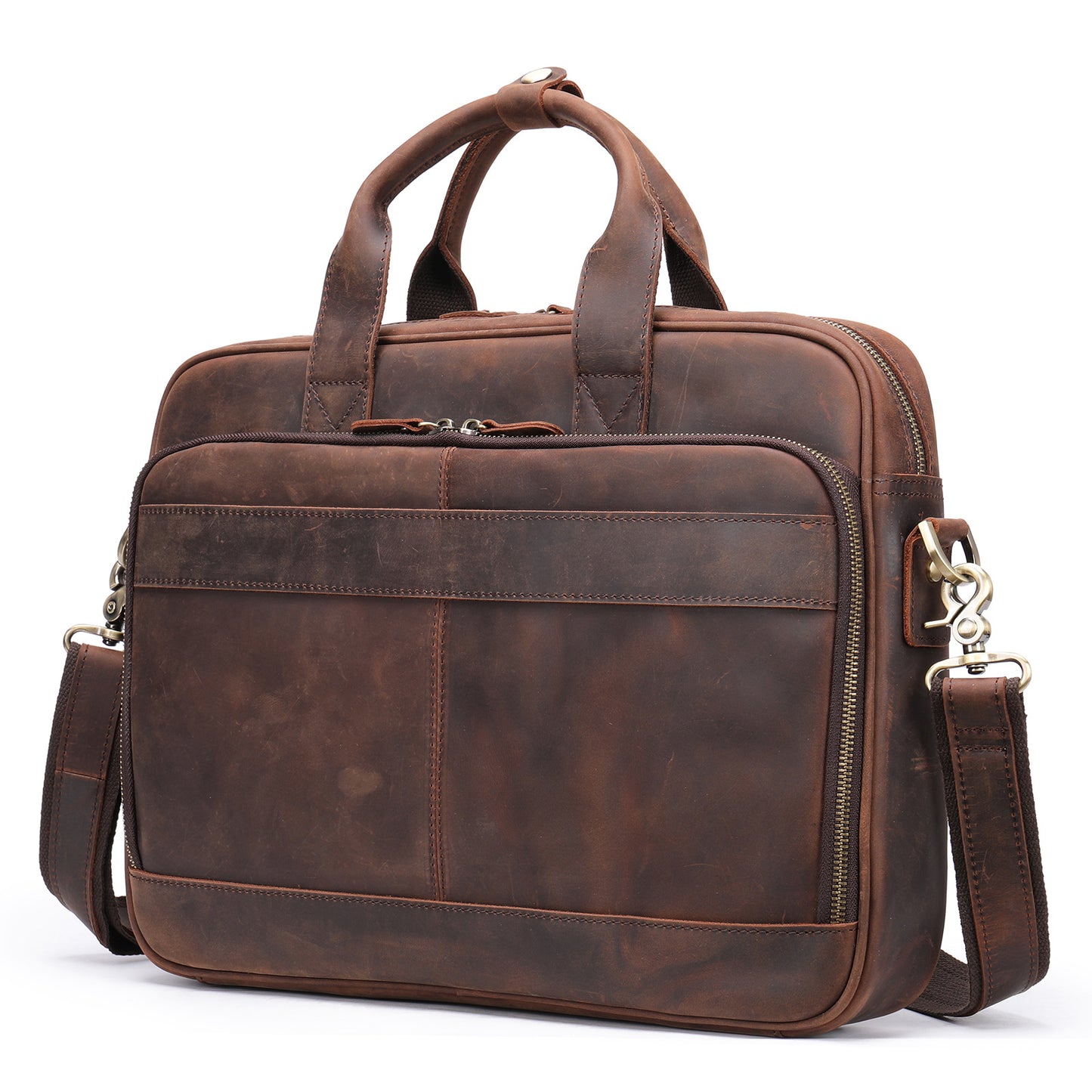 Men's Horizontal Large Capacity Portable Computer Cowhide Bags