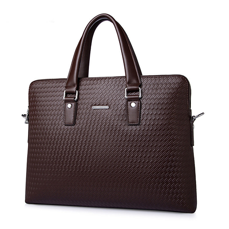 Men's Leather Large Capacity Business Computer Woven Men's Briefcases