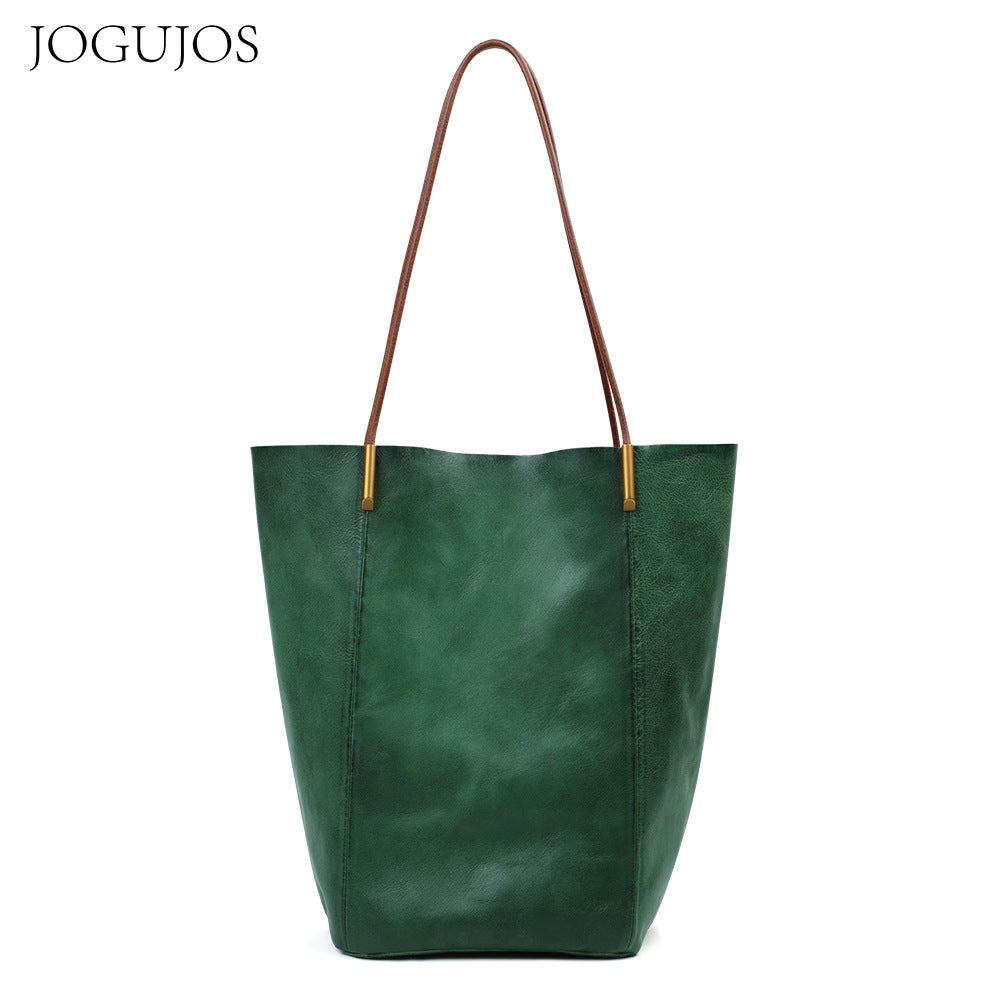 Women's Large Capacity Light Luxury Commuter Leather Tote Bags