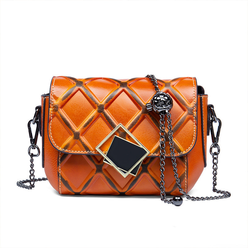 Women's Retro First Layer Cowhide Authentic Leather Tactile Crossbody Bags