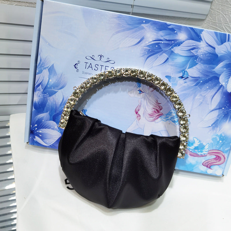Round Diamond Pleated Dinner Niche Cloud Crossbody Bags