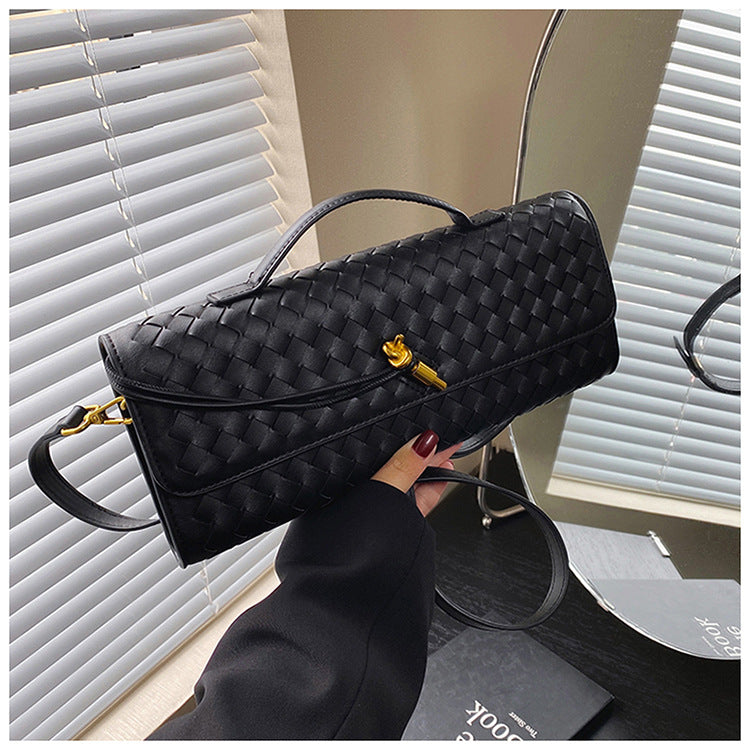 Hand-woven Soft Leather Dinner Baguette File Crossbody Bags