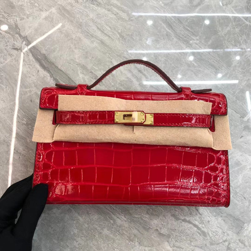 Women's Crocodile Pattern Generation Kelly Fashion Portable Small Square Bags
