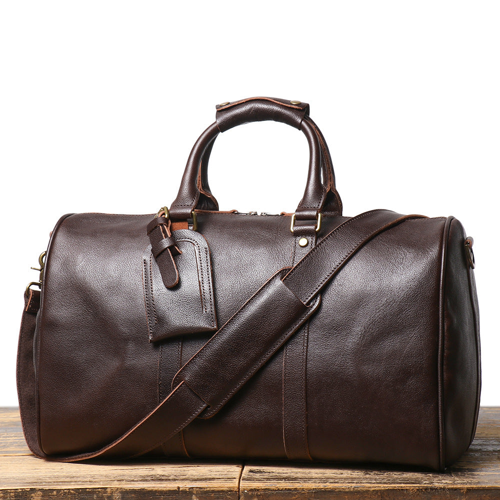 Men's Retro Leather Large Capacity Cowhide Travel Bags