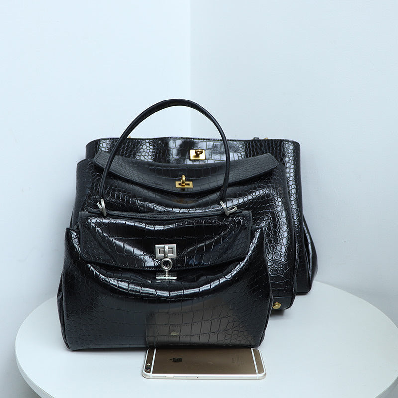 Large Capacity Loose Neutral Kelly Genuine Tote Bags
