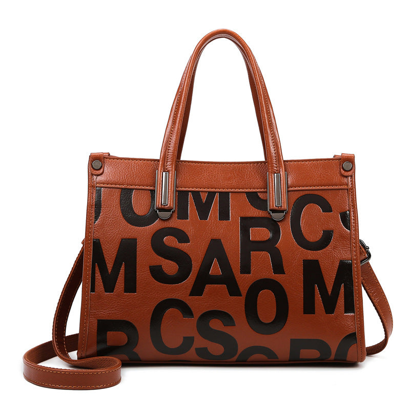 Women's Retro Commuter Large Capacity Letter Versatile Handbags