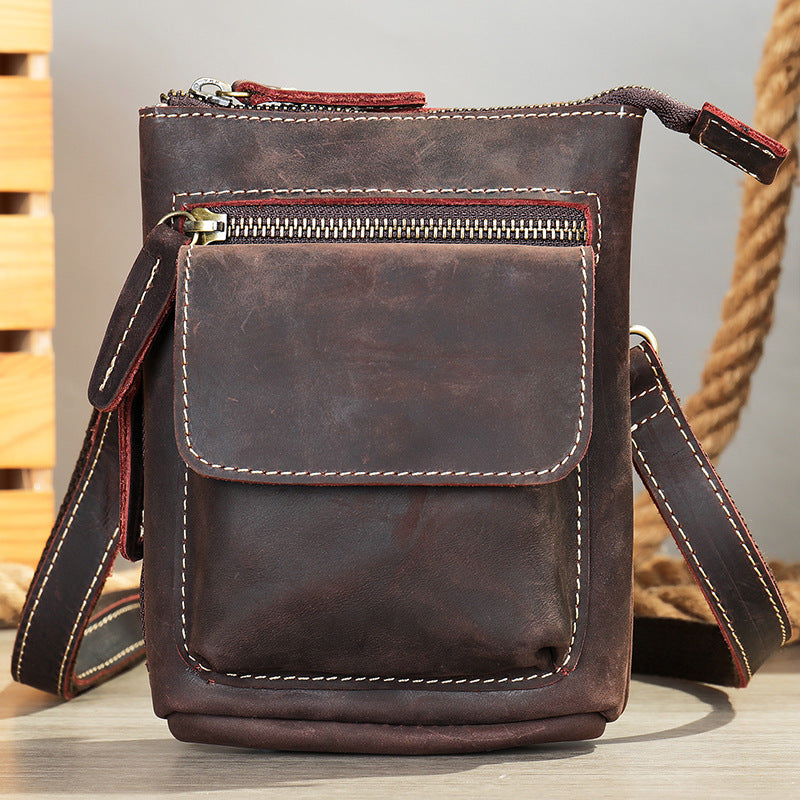 Men's Leather Mobile Pouch Genuine Retro Multifunctional Men's Waist Packs