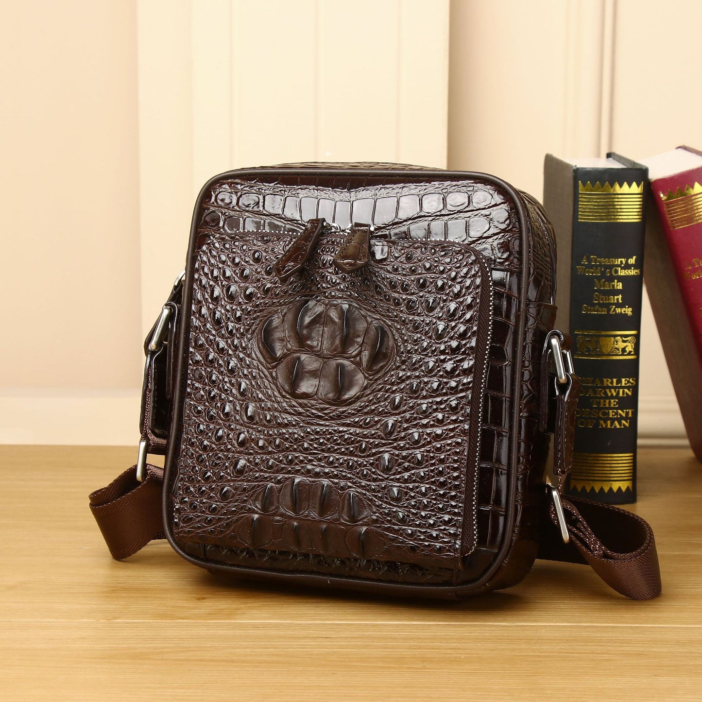 Men's Crocodile Pattern Fashion Cattlehide Leather Business Bags