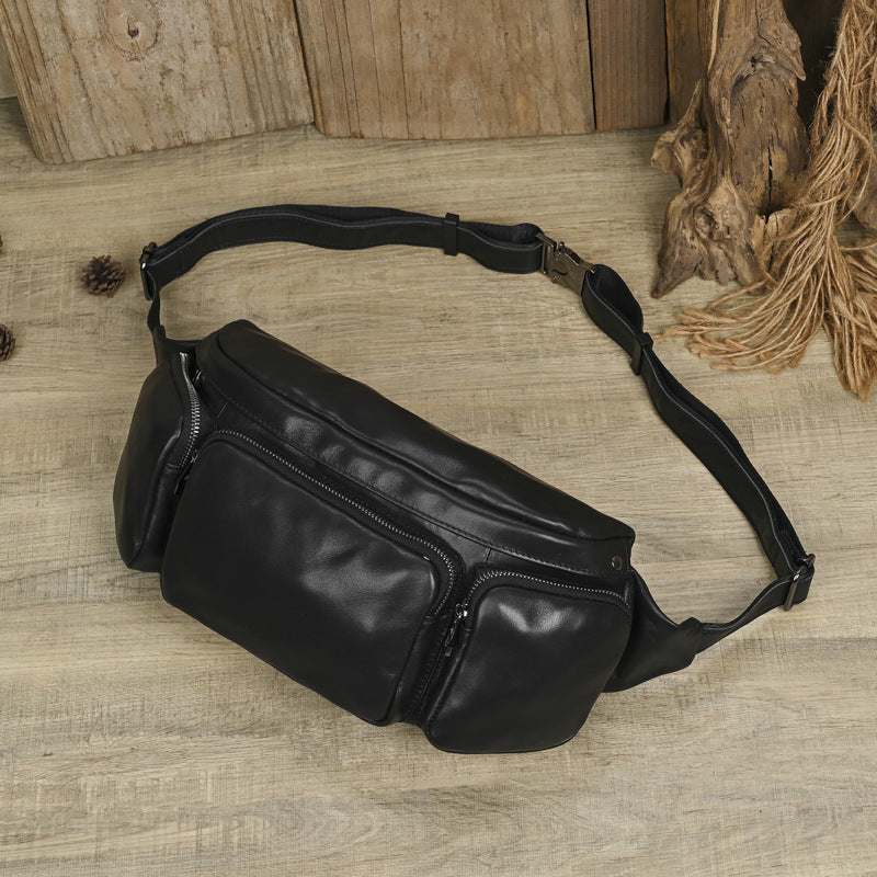 Men's Super Soft Leather Trendy Top Layer Men's Chest Bags