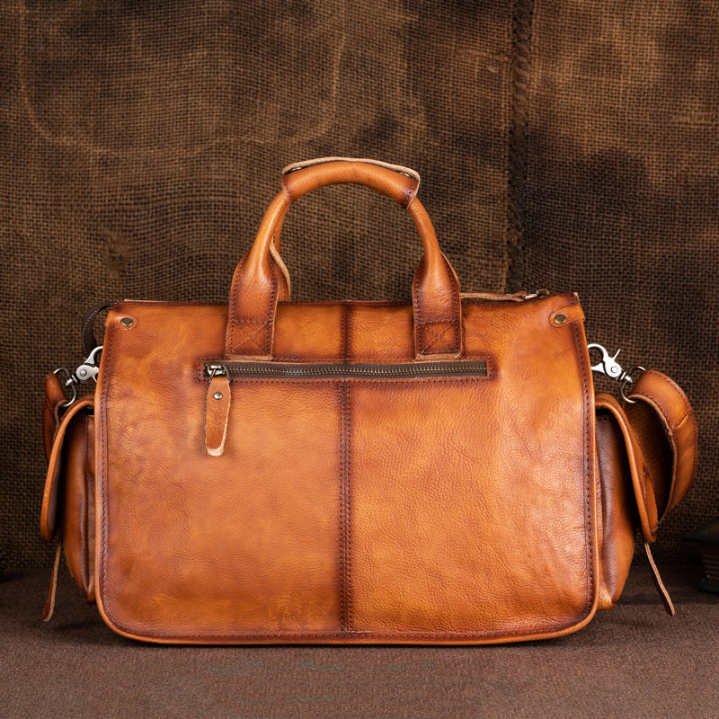 Men's Leather For High-grade Retro Large Capacity Men's Shoulder Bags