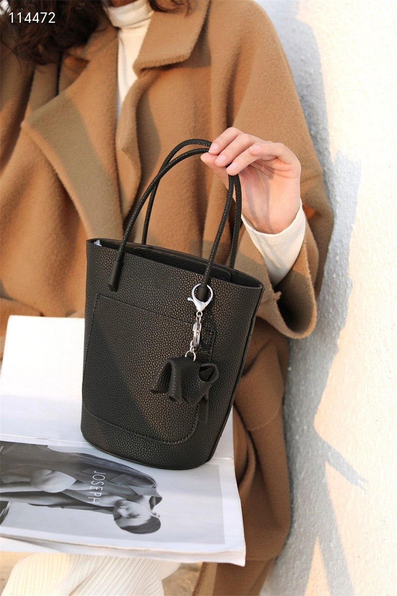 Women's First Layer Cowhide Retro Packet Style Bucket Bags