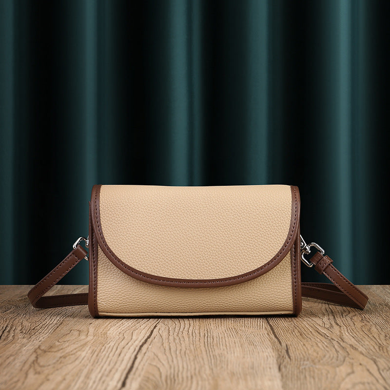 Women's Leather Advanced Texture Retro Pillow Contrast Shoulder Bags