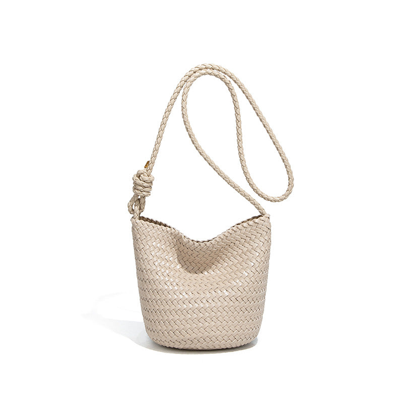 Women's French Style Retro Hand-woven Large Capacity Bucket Bags