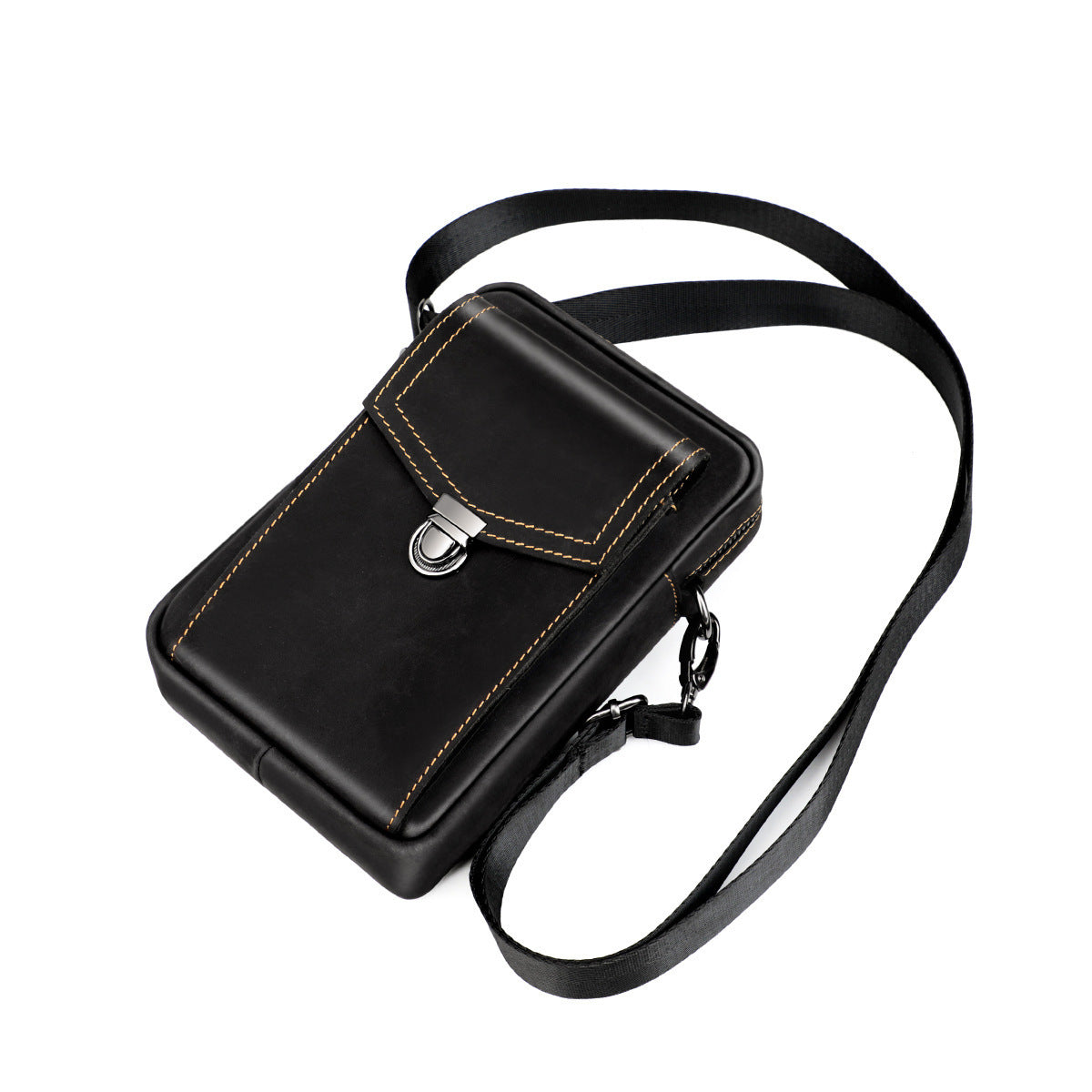 Men's Retro Cowhide Crazy Horse Leather Mobile Men's Messenger Bags
