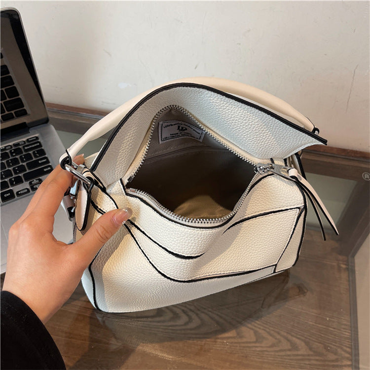 French Geometric Large Capacity Xi Portable Shoulder Bags