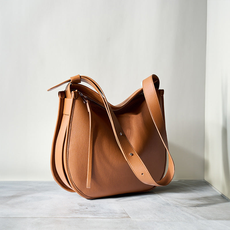 Simple Soft Leather Commuter Large Capacity Tote Bags