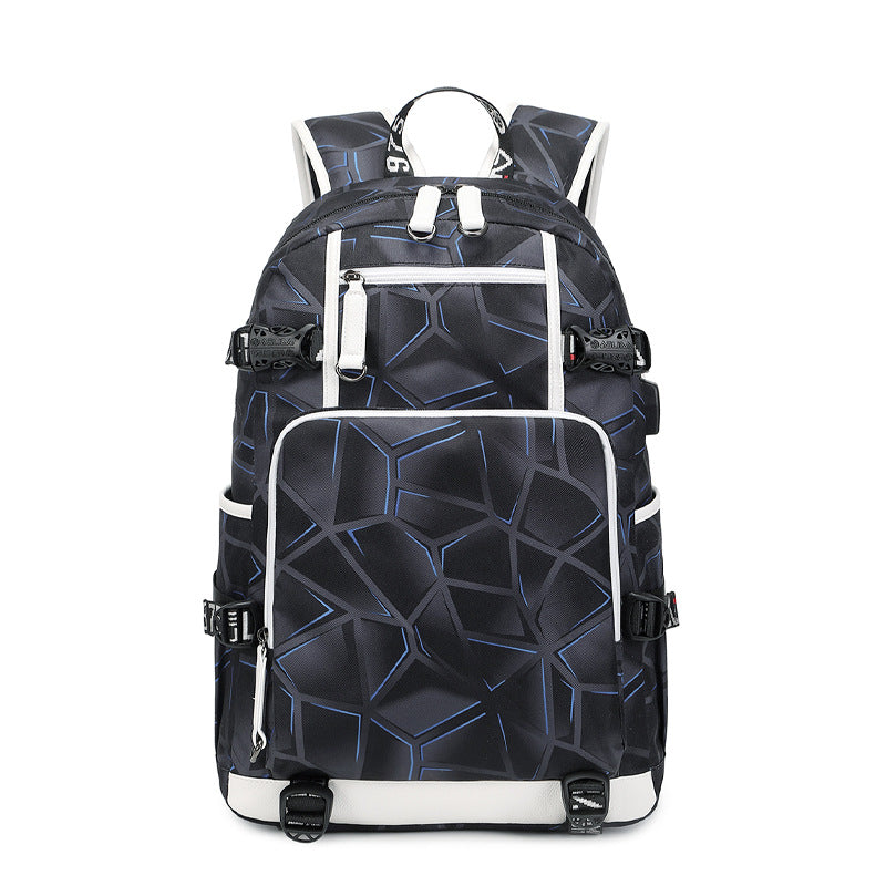 Men's High Thermal Transfer Flower Street Waterproof Backpacks
