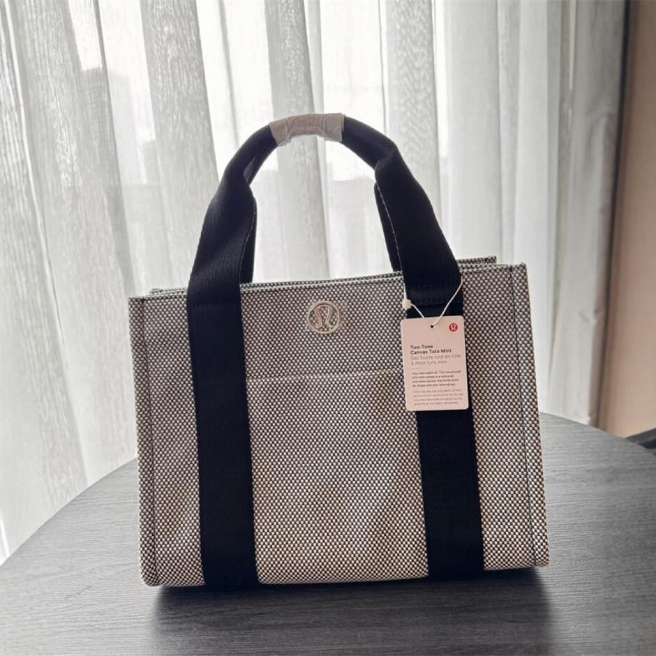 Women's Two-color Canvas Vanity Mummy Portable Large Tote Bags