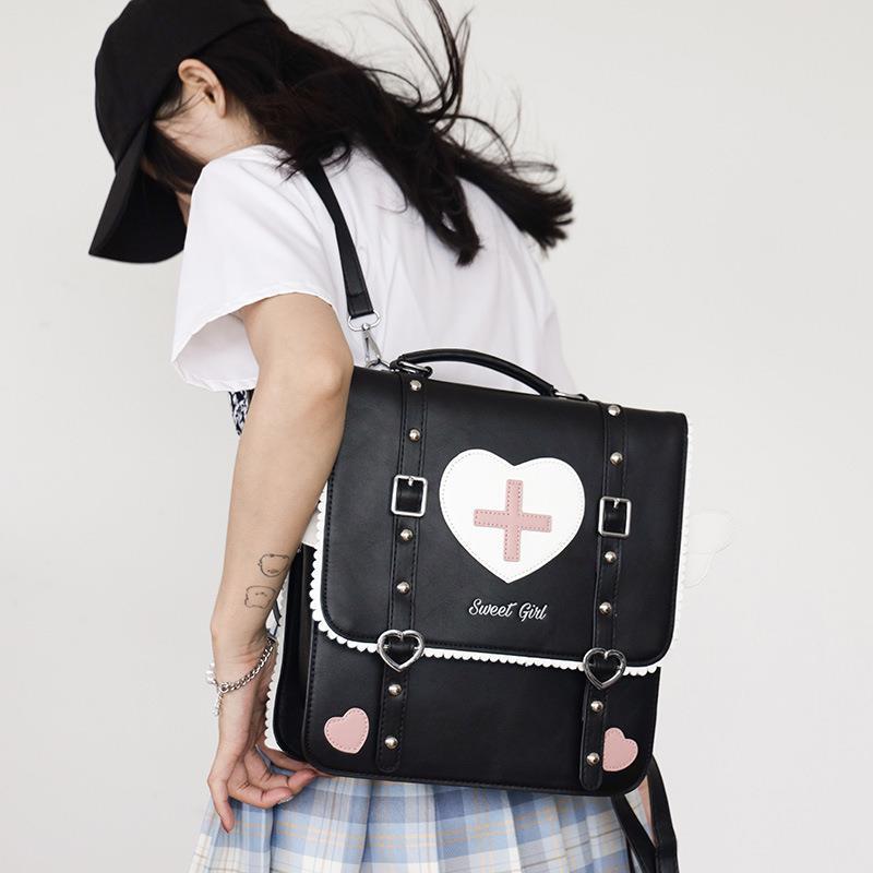 Women's Fashion Color Contrast Large Capacity Horizontal Backpacks
