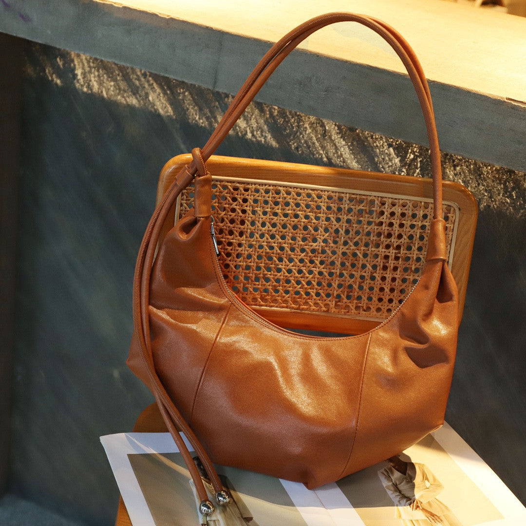 Women's Croissant Genuine Leather Underarm Commuter Large Shoulder Bags