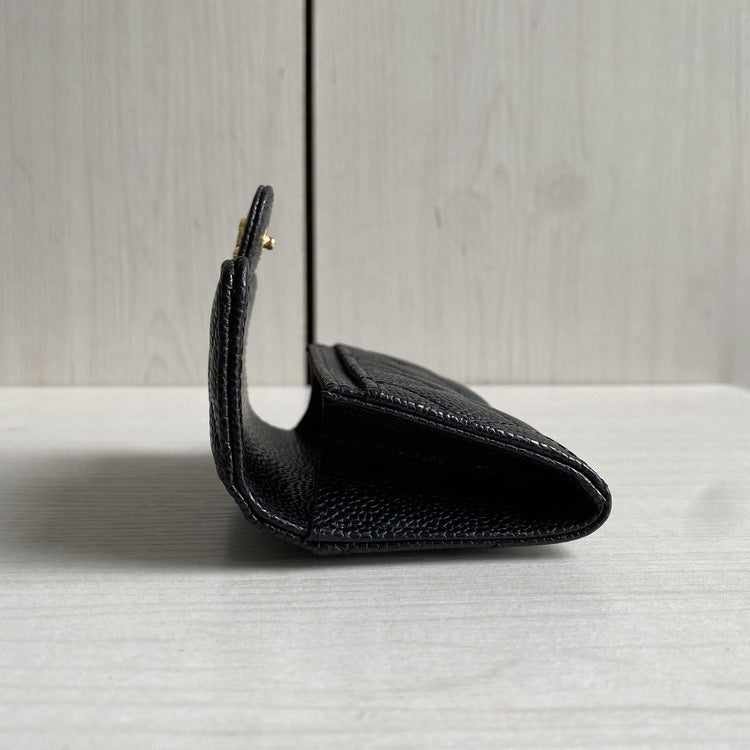 Women's Classic Style Rhombic Caviar Pattern Cattlehide Genuine Card Holder