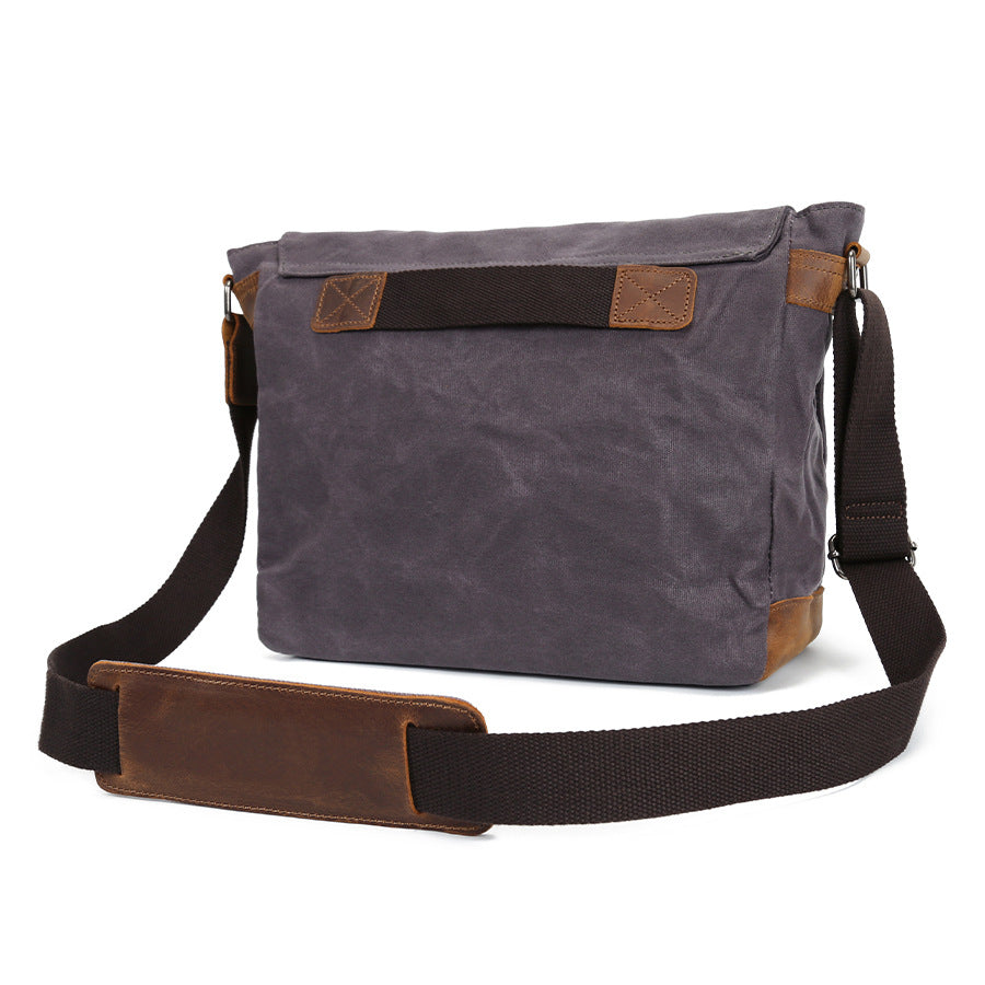 Men's Crazy Horse Leather Canvas Large Capacity Men's Messenger Bags
