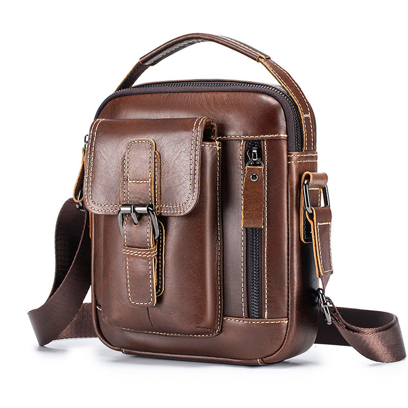 Men's Cowhide Genuine Leather Retro Vertical Handbags