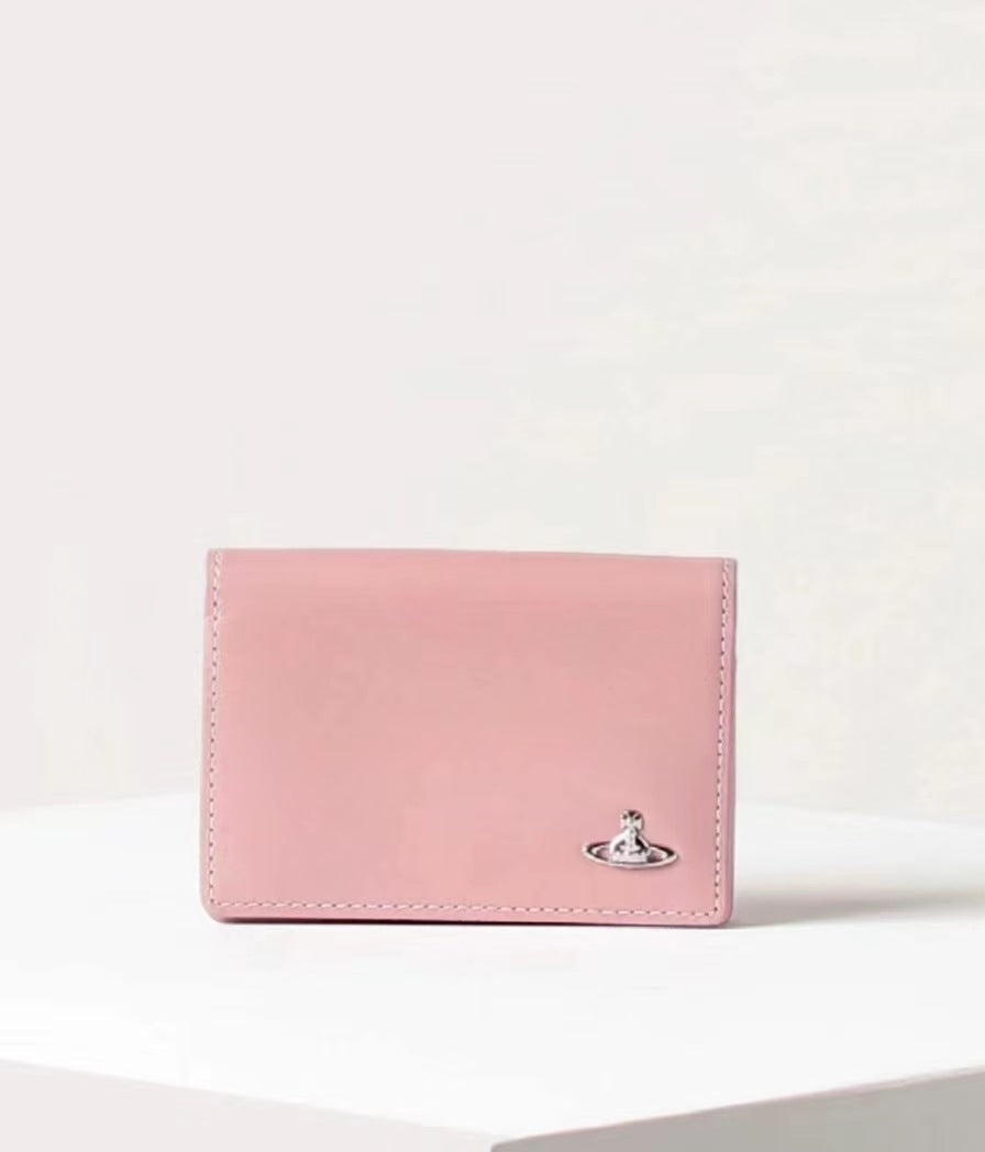 British Niche Saturn Solid Color Clutch Card Holder