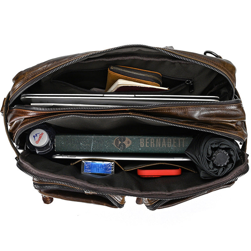 Men's Oily Leather Business First Layer Cowhide Men's Briefcases